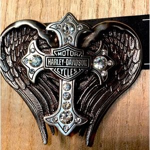 Harley Davidson Cross with Angel Wing Belt Buckle